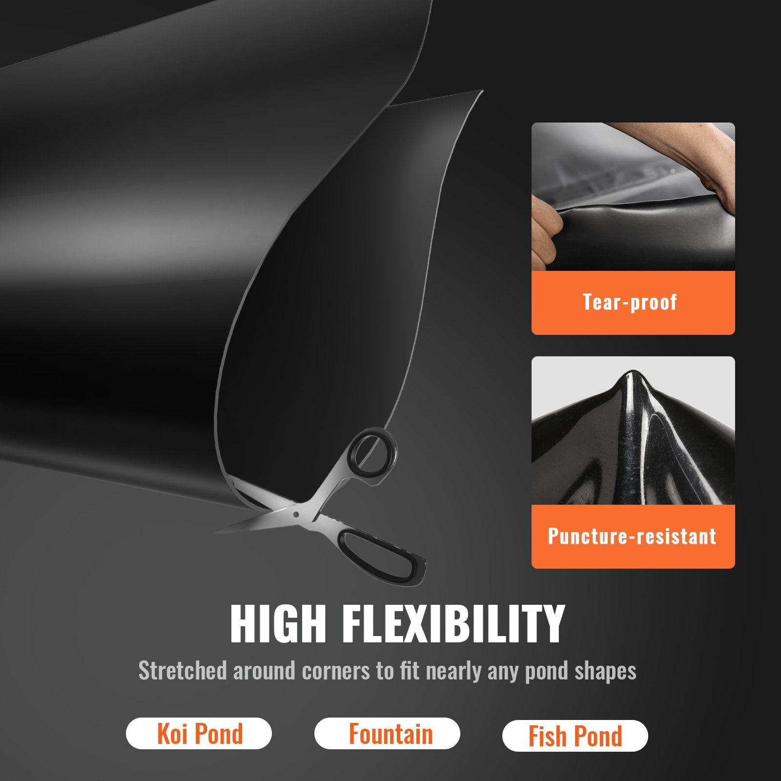 Pond Liner, 9 X 10.6 M 1.5 Mm Thickness, Pliable EPDM Material Pond Skins, Easy Cutting Underlayment For Fish Or Koi Ponds, Water Features, Waterfall Base, Fountains, Water Gardens, Black - Image 4
