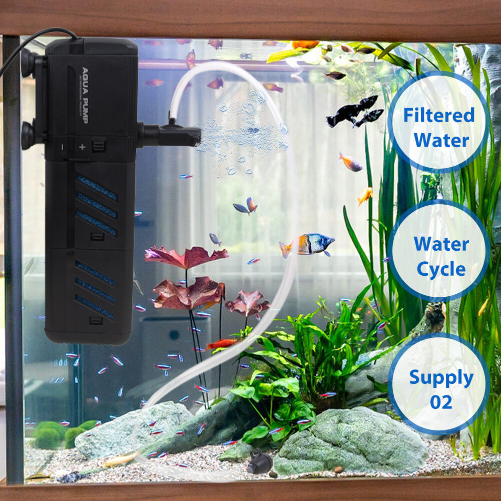 4 In 1 Aquarium Fish Tank Filter Water Internal Purifier Filter Oxygen Wave - Image 3