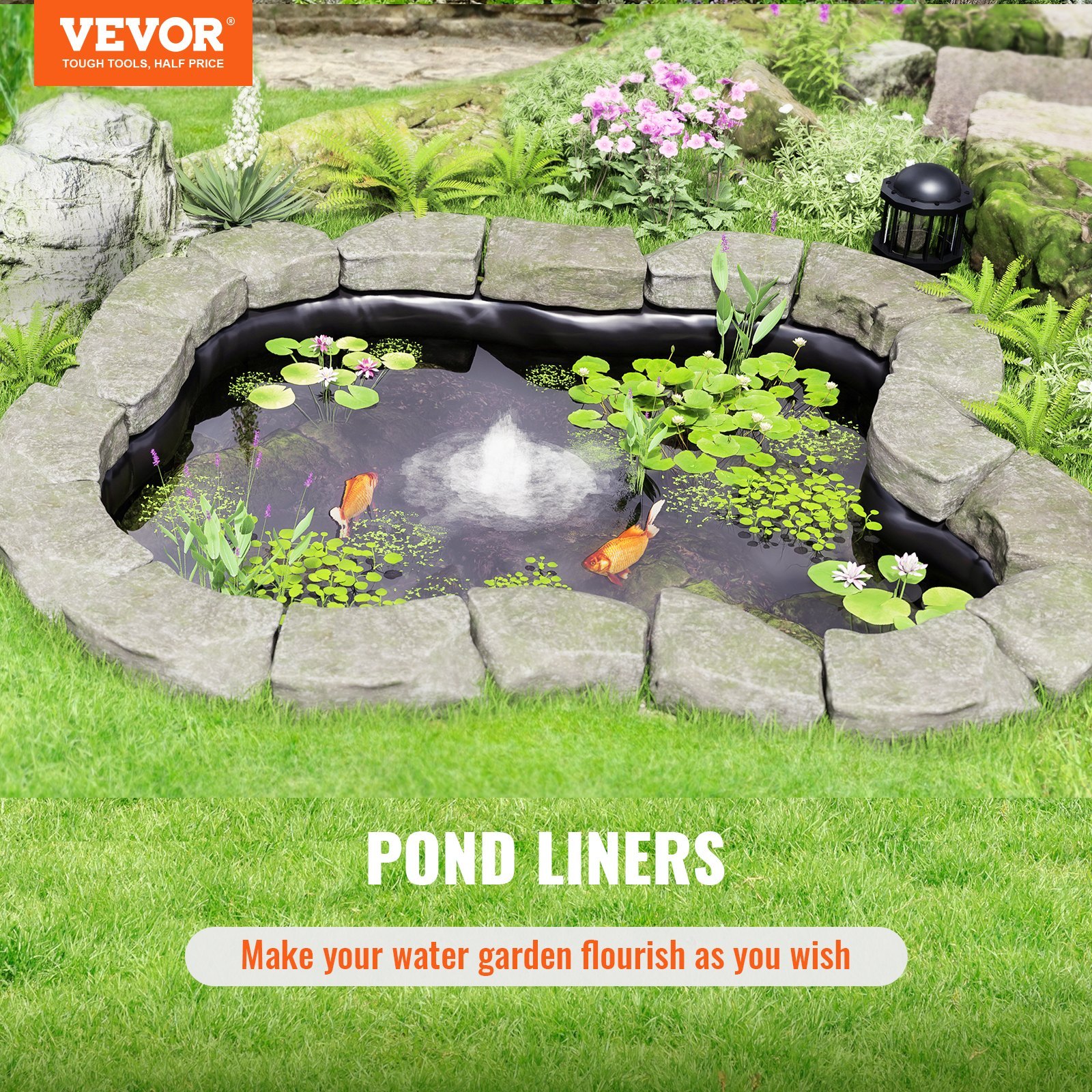 Pond Liner, 9 X 10.6 M 1.5 Mm Thickness, Pliable EPDM Material Pond Skins, Easy Cutting Underlayment For Fish Or Koi Ponds, Water Features, Waterfall Base, Fountains, Water Gardens, Black - Image 5