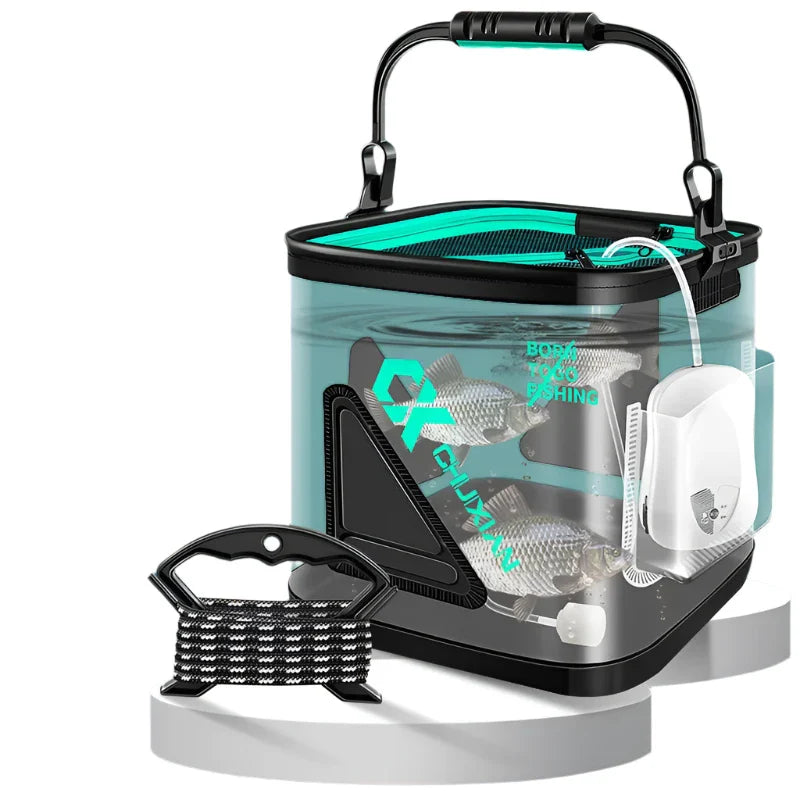 13L-foldable-live-fish-bucket-EVA-thickened-fish-bucket-portable-water-tank-fishing-gear-live-fish-1jpg - Matthews Aquatic Paradise Ltd | Award-Winning Aquascapes & Aquariums UK