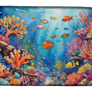 Coral and Fish Dish Drying Mat
