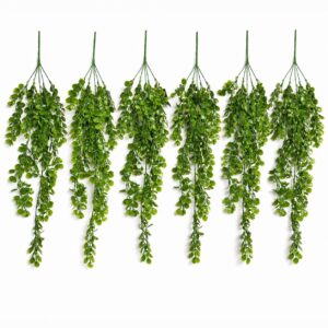 Pack of 6 x 75cm Artificial Trailing Round Botanik Hanging Foliage Plant - Classic Gloss Green - Premium Quality