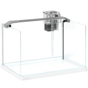Aquarium en verre avec lumières LED aquarium de 20L pompe à filtre 38 x 26 x 27 cm blanc