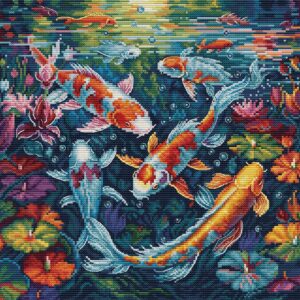 The Aquarium Koi Fish Counted Cross Stitch Kit by Luca-S BU5030L